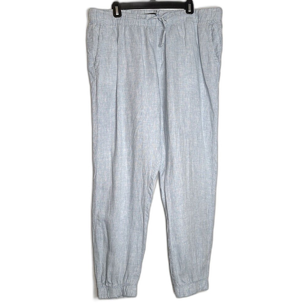 100% Linen Jogger Pants XL Saks Fifth Avenue Lagenlook Coastal Minimalist